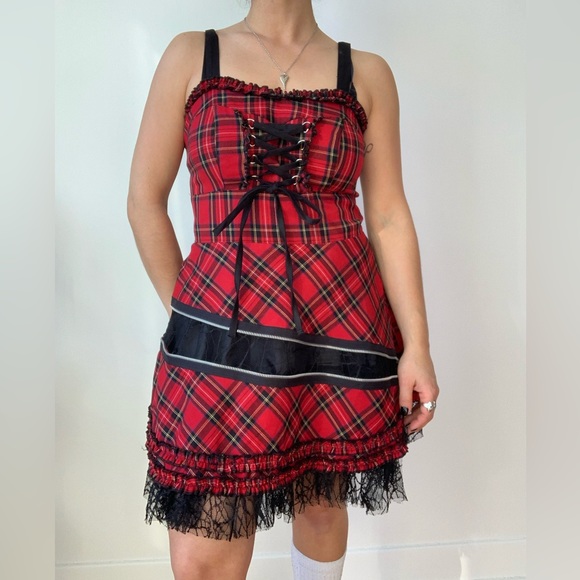 Hell Bunny red and black tartan dress - Picture 2 of 5